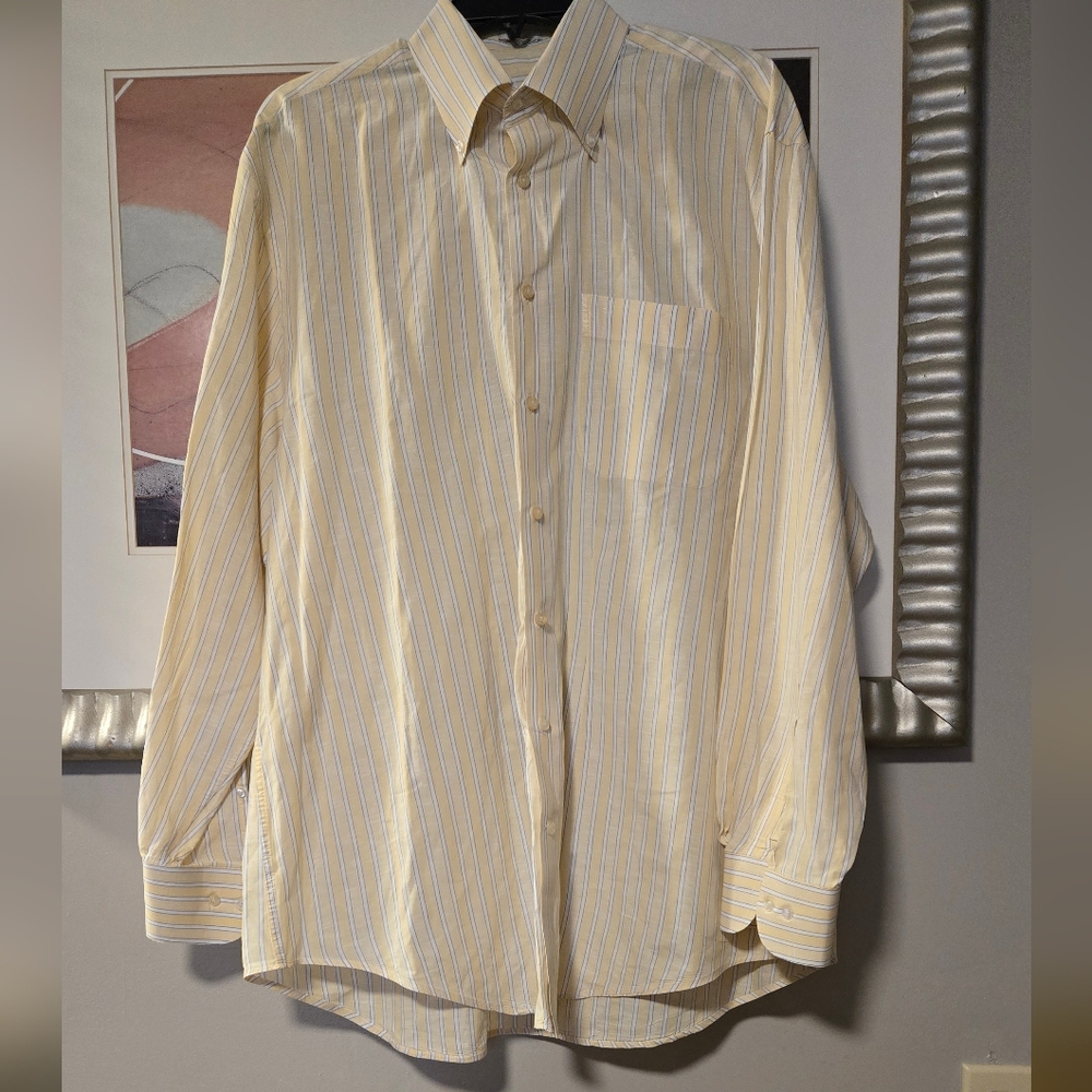 PETER MILLAR Men's  Shirt Size LARGE long Sleeve 100% Cotton Button Front